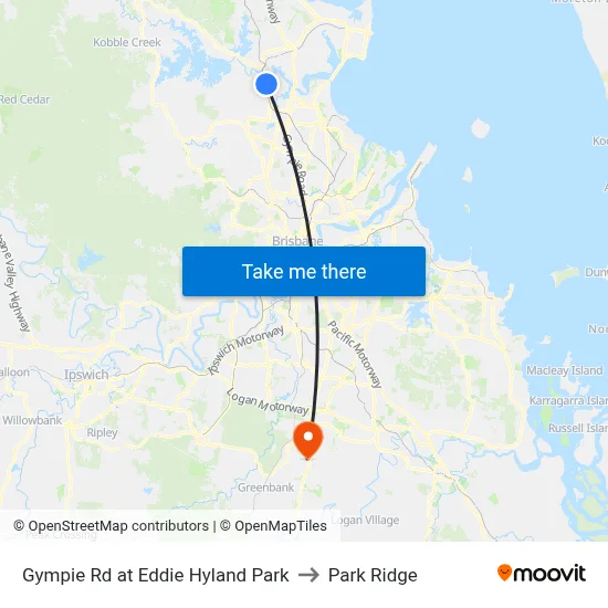 Gympie Rd at Eddie Hyland Park to Park Ridge map