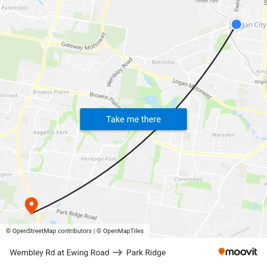 Wembley Rd at Ewing Road to Park Ridge map