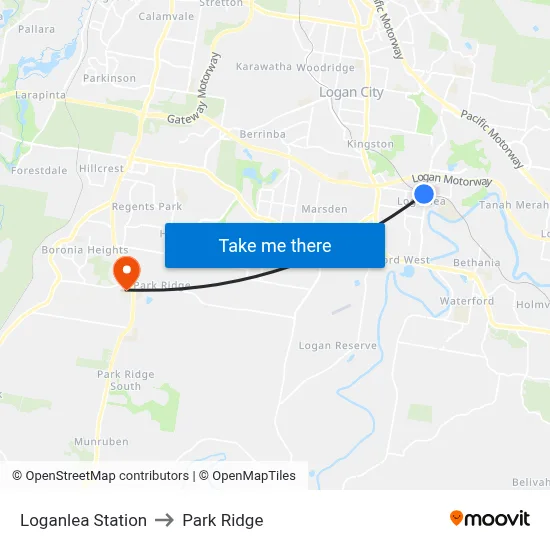 Loganlea Station to Park Ridge map