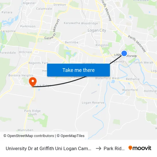 University Dr at Griffith Uni Logan Campus to Park Ridge map