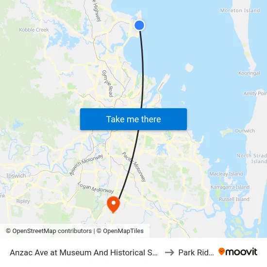 Anzac Ave at Museum And Historical Society to Park Ridge map