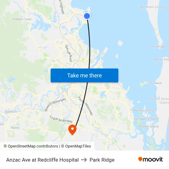 Anzac Ave at Redcliffe Hospital to Park Ridge map