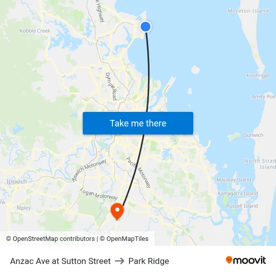 Anzac Ave at Sutton Street to Park Ridge map