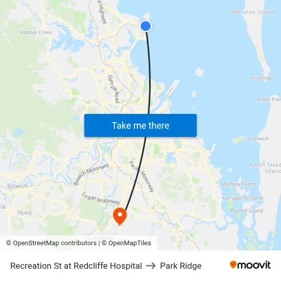 Recreation St at Redcliffe Hospital to Park Ridge map
