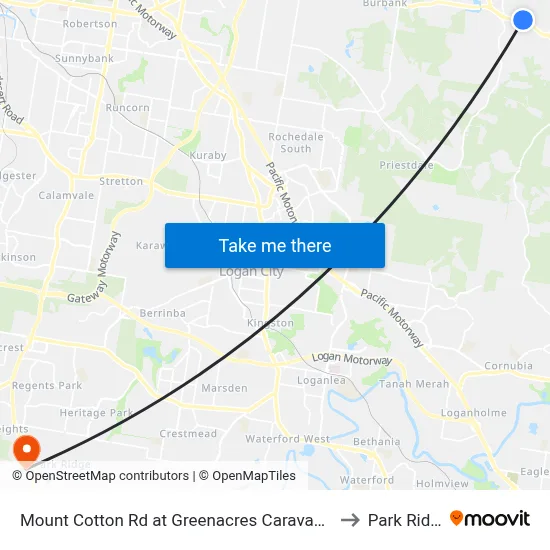 Mount Cotton Rd at Greenacres Caravan Park to Park Ridge map