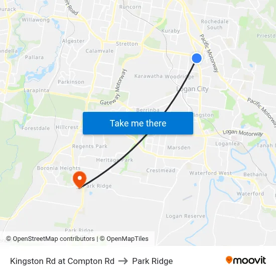 Kingston Rd at Compton Rd to Park Ridge map
