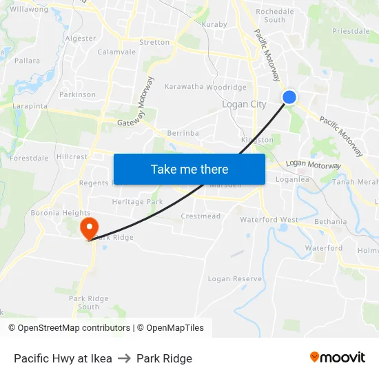 Pacific Hwy at Ikea to Park Ridge map