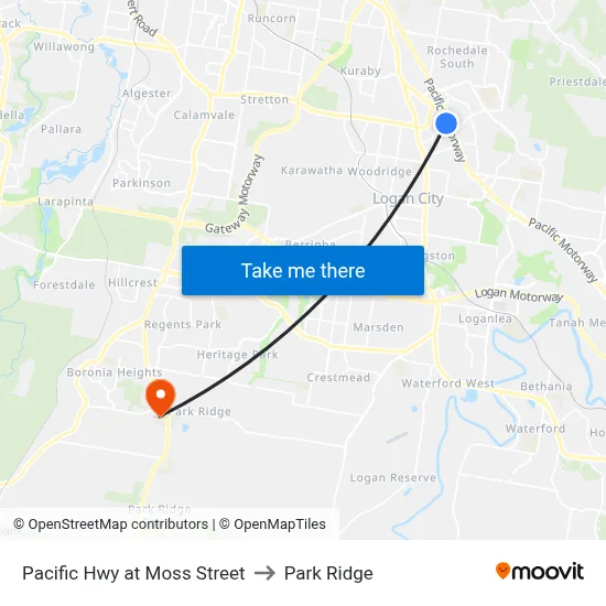 Pacific Hwy at Moss Street to Park Ridge map
