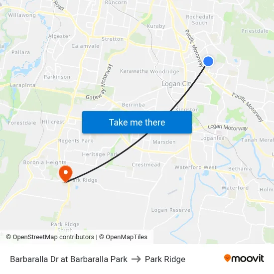 Barbaralla Dr at Barbaralla Park to Park Ridge map
