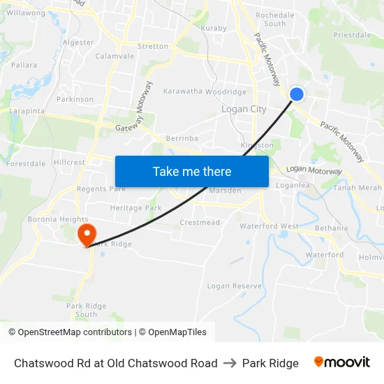 Chatswood Rd at Old Chatswood Road to Park Ridge map