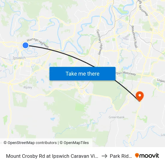 Mount Crosby Rd at Ipswich Caravan Village to Park Ridge map