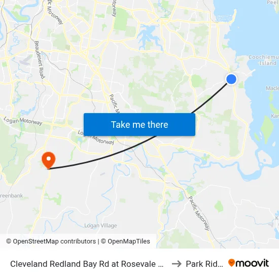 Cleveland Redland Bay Rd at Rosevale Court to Park Ridge map