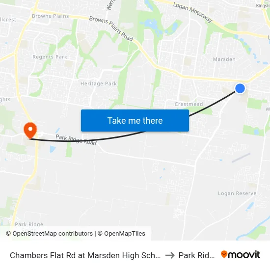 Chambers Flat Rd at Marsden High School to Park Ridge map