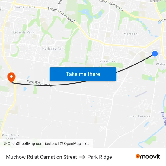 Muchow Rd at Carnation Street to Park Ridge map