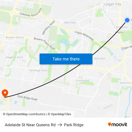 Adelaide St Near Queens Rd to Park Ridge map