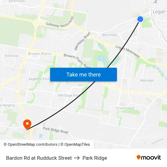 Bardon Rd at Rudduck Street to Park Ridge map