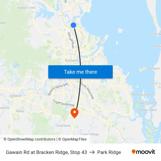 Gawain Rd at Bracken Ridge, Stop 43 to Park Ridge map