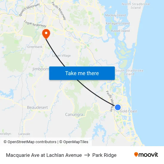 Macquarie Ave at Lachlan Avenue to Park Ridge map
