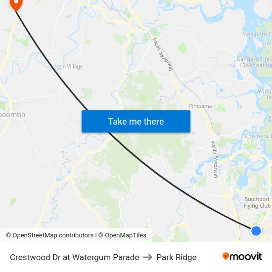 Crestwood Dr at Watergum Parade to Park Ridge map