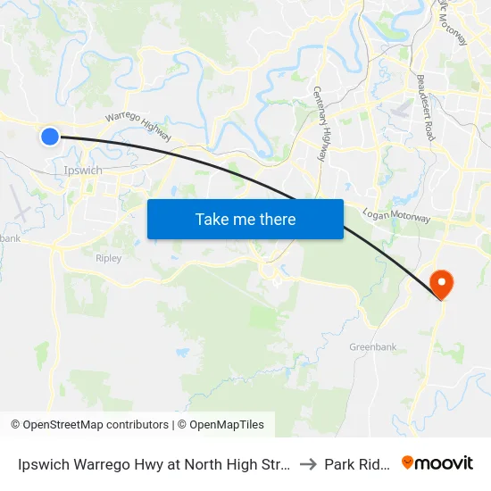 Ipswich Warrego Hwy at North High Street to Park Ridge map