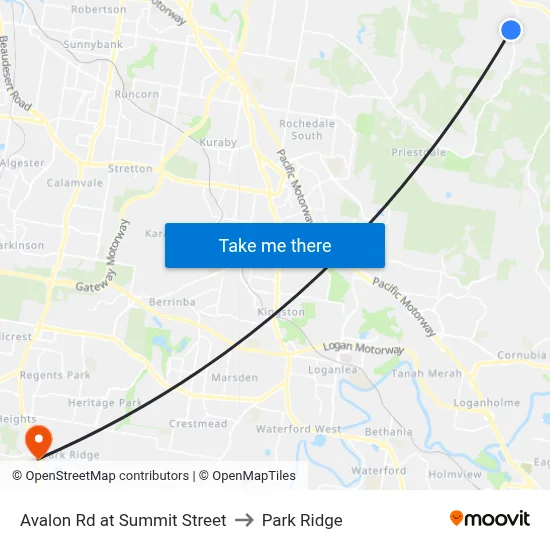 Avalon Rd at Summit Street to Park Ridge map