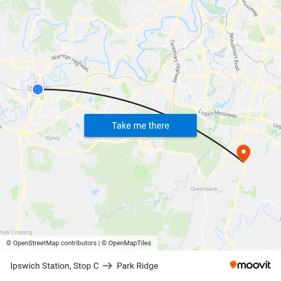 Ipswich Station, Stop C to Park Ridge map