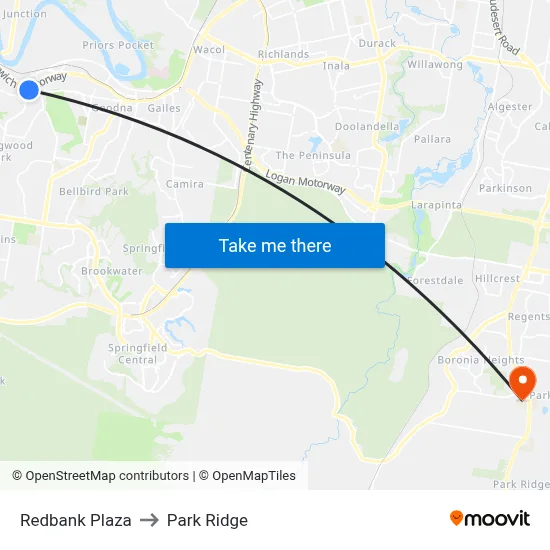 Redbank Plaza to Park Ridge map