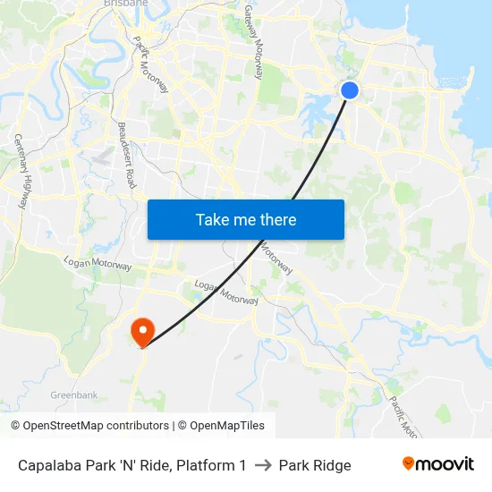 Capalaba Park 'N' Ride, Platform 1 to Park Ridge map