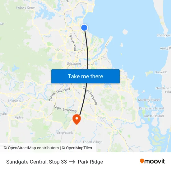Sandgate Central, Stop 33 to Park Ridge map