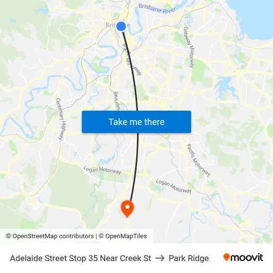 Adelaide Street Stop 35 Near Creek St to Park Ridge map