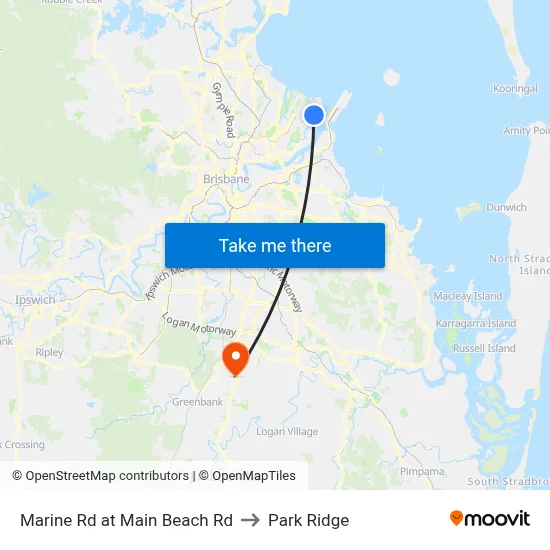 Marine Rd at Main Beach Rd to Park Ridge map