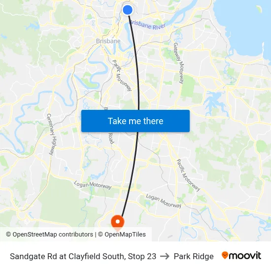 Sandgate Rd at Clayfield South, Stop 23 to Park Ridge map