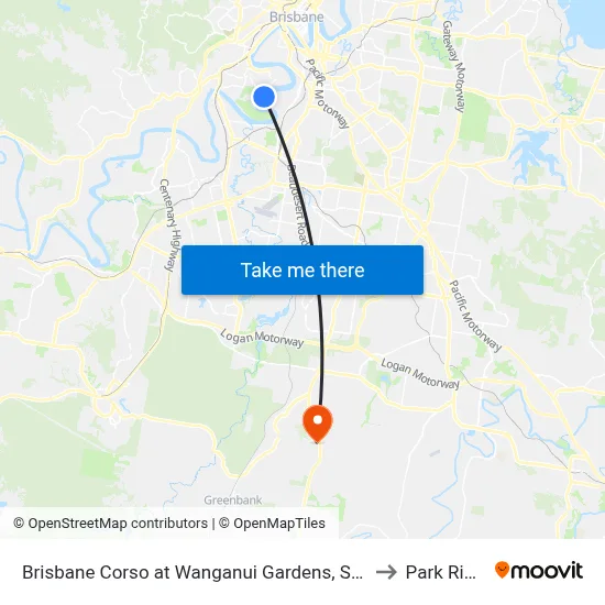 Brisbane Corso at Wanganui Gardens, Stop 35 to Park Ridge map