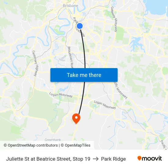 Juliette St at Beatrice Street, Stop 19 to Park Ridge map
