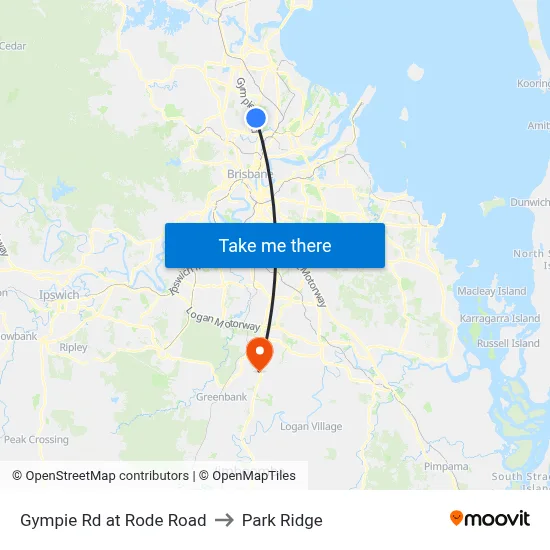 Gympie Rd at Rode Road to Park Ridge map