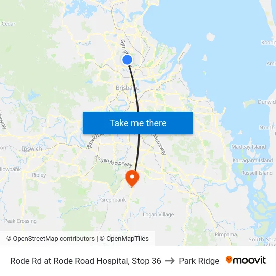 Rode Rd at Rode Road Hospital, Stop 36 to Park Ridge map