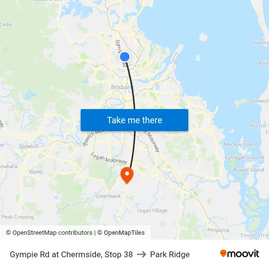 Gympie Rd at Chermside, Stop 38 to Park Ridge map
