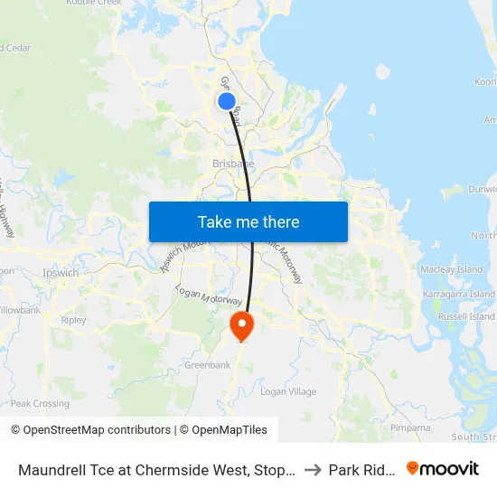 Maundrell Tce at Chermside West, Stop 48 to Park Ridge map