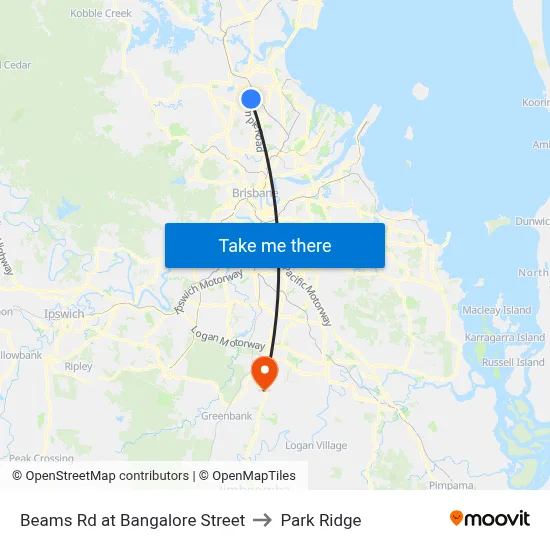 Beams Rd at Bangalore Street to Park Ridge map