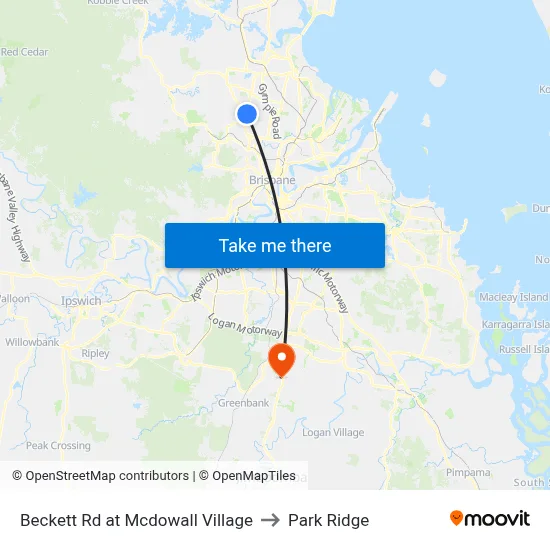 Beckett Rd at Mcdowall Village to Park Ridge map