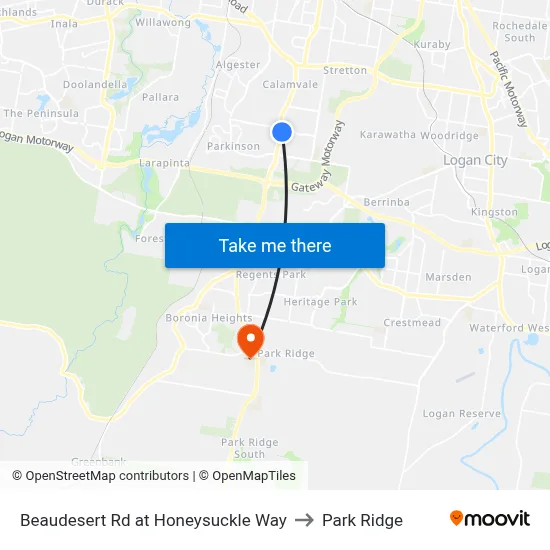 Beaudesert Rd at Honeysuckle Way to Park Ridge map