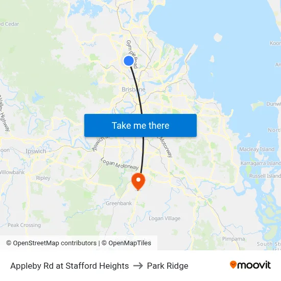 Appleby Rd at Stafford Heights to Park Ridge map