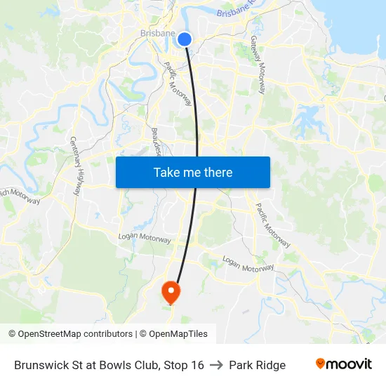 Brunswick St at Bowls Club, Stop 16 to Park Ridge map