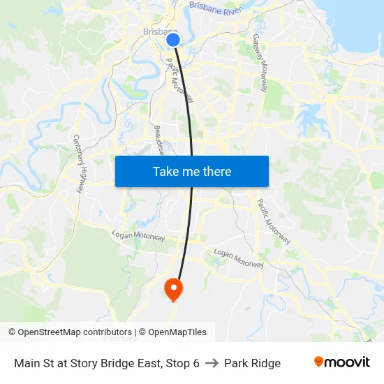 Main St at Story Bridge East, Stop 6 to Park Ridge map