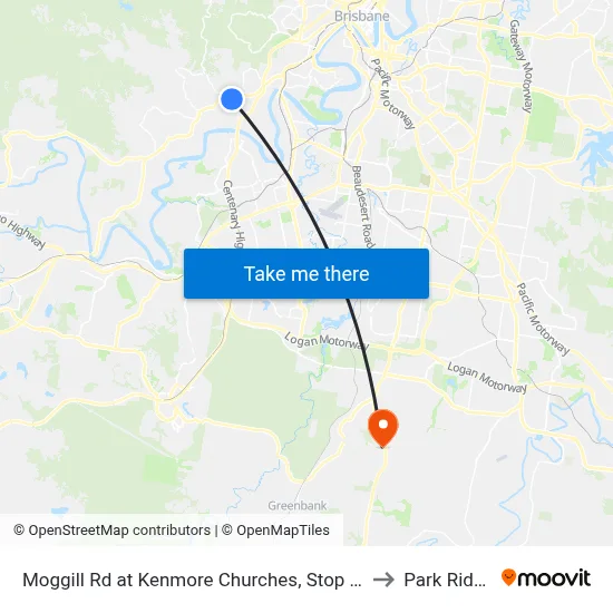 Moggill Rd at Kenmore Churches, Stop 34 to Park Ridge map