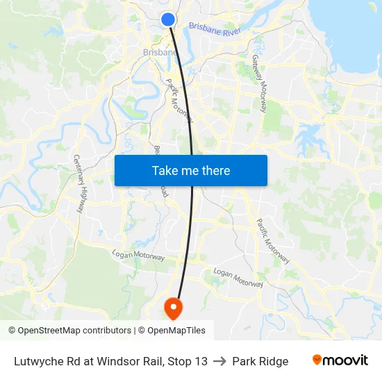Lutwyche Rd at Windsor Rail, Stop 13 to Park Ridge map