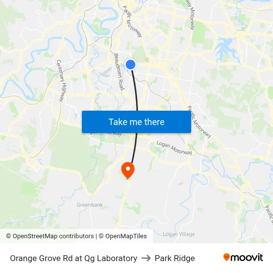 Orange Grove Rd at Qg Laboratory to Park Ridge map