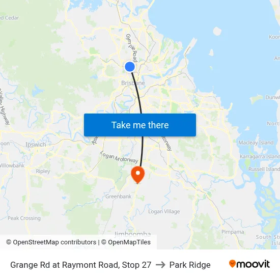 Grange Rd at Raymont Road, Stop 27 to Park Ridge map