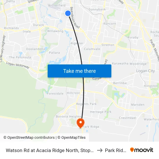 Watson Rd at Acacia Ridge North, Stop 59 to Park Ridge map