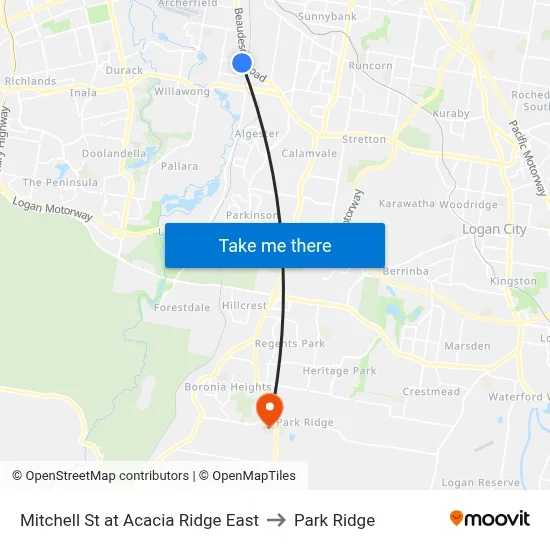 Mitchell St at Acacia Ridge East to Park Ridge map